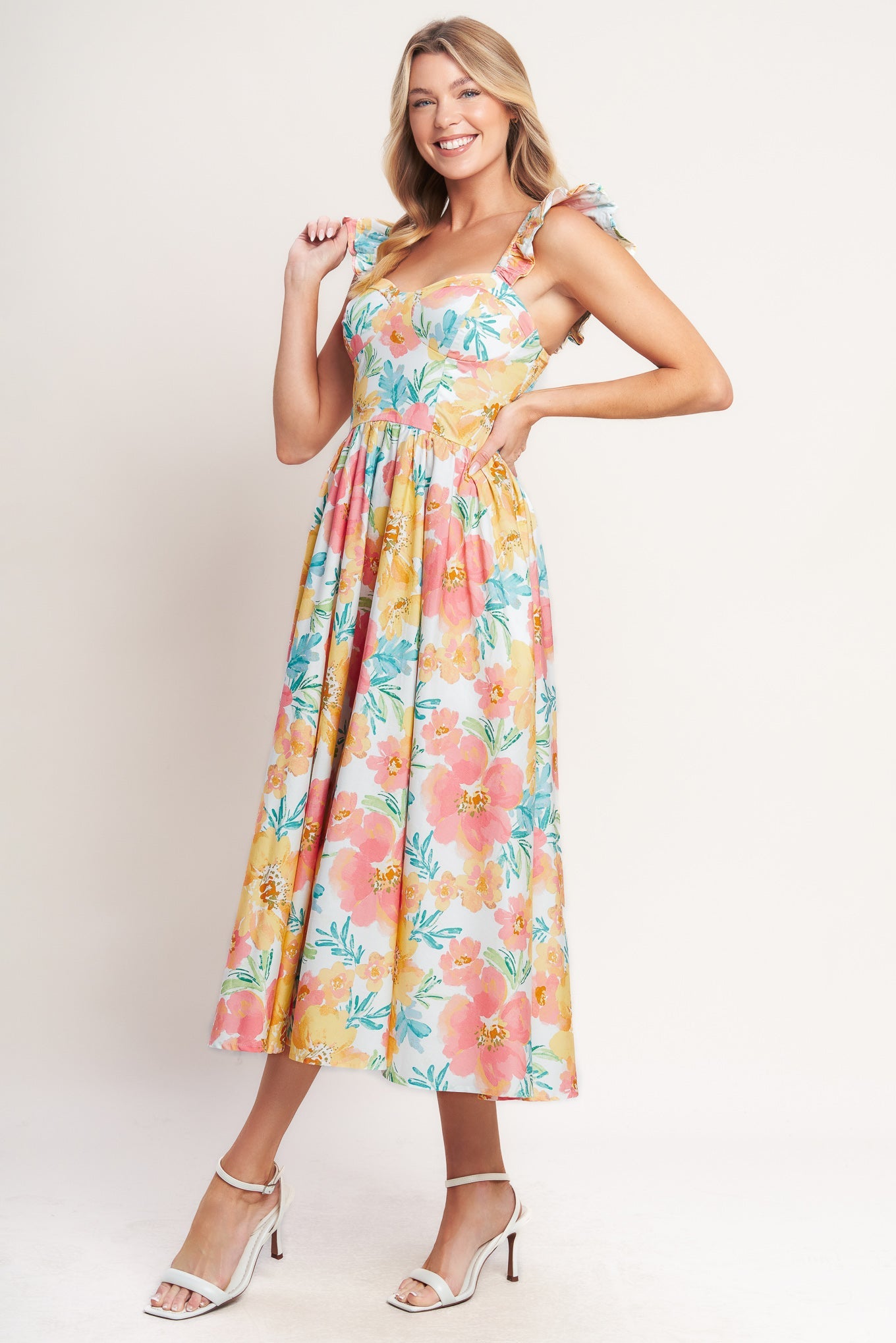 100% Cotton Soft Sunshine Woven Midi Summer Dress