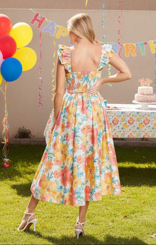 100% Cotton Soft Sunshine Woven Midi Summer Dress