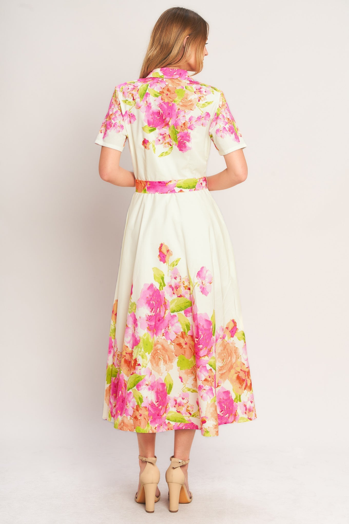 100% Cotton Peony Bloom Woven Midi Summer Dress