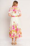 100% Cotton Peony Bloom Woven Midi Summer Dress