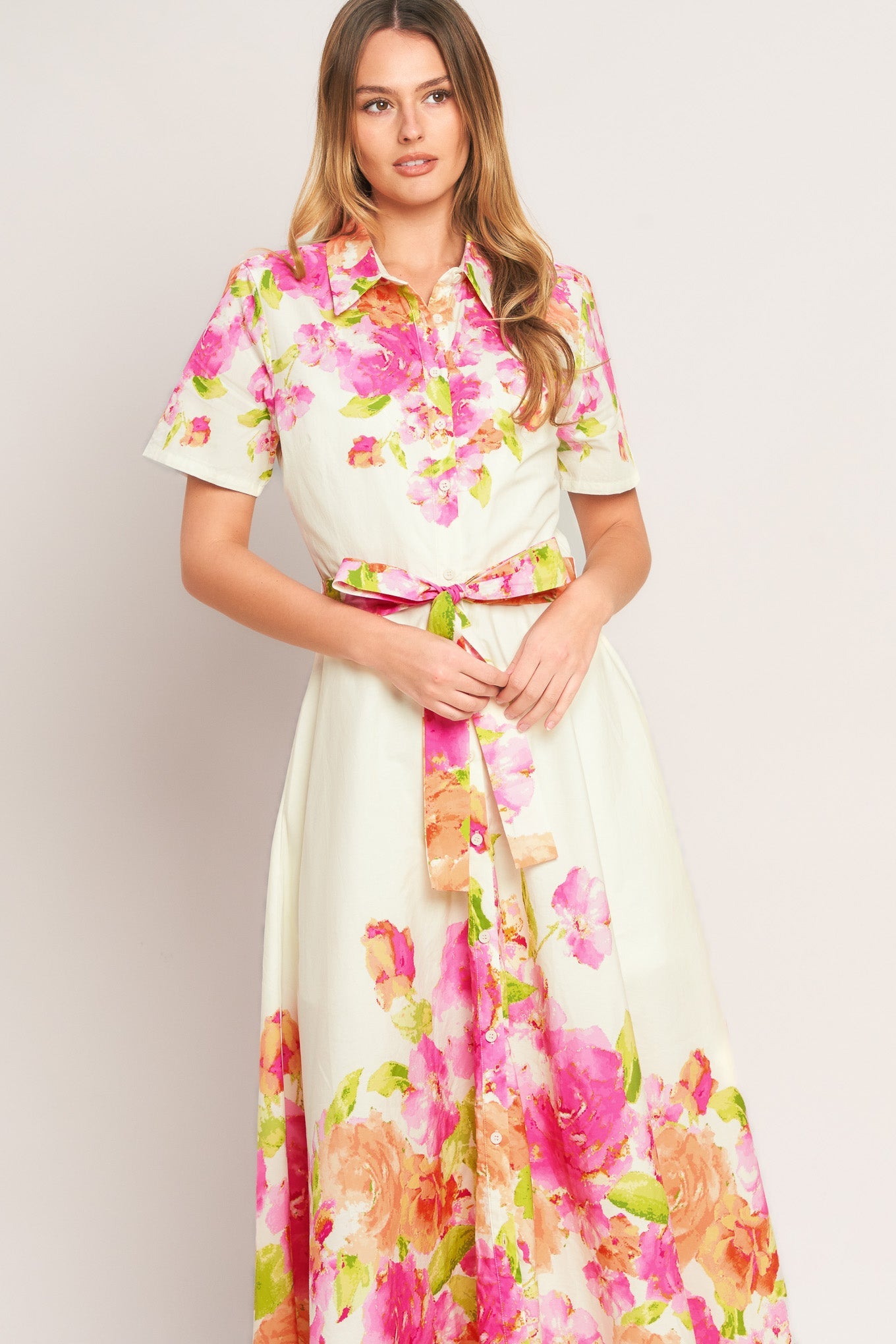 100% Cotton Peony Bloom Woven Midi Summer Dress