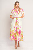 100% Cotton Peony Bloom Woven Midi Summer Dress