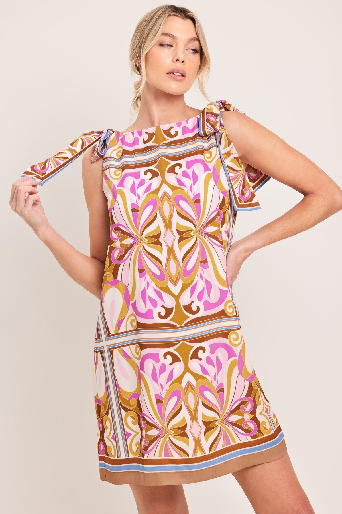 GOLDEN PSYCHE Resort WOVEN MINI DRESS
