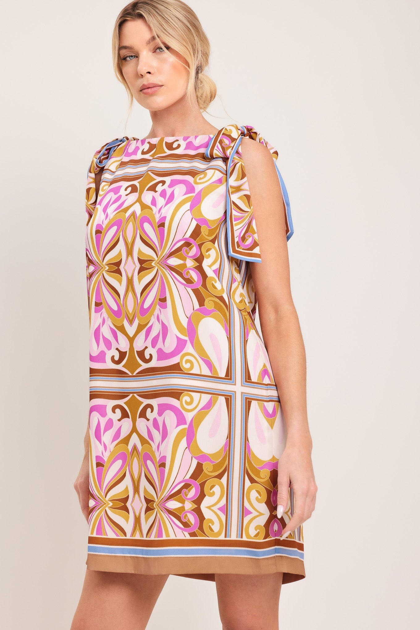 GOLDEN PSYCHE Resort WOVEN MINI DRESS