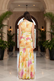 Tropical Warm Breeze Blooms Resort Mesh Maxi Dress