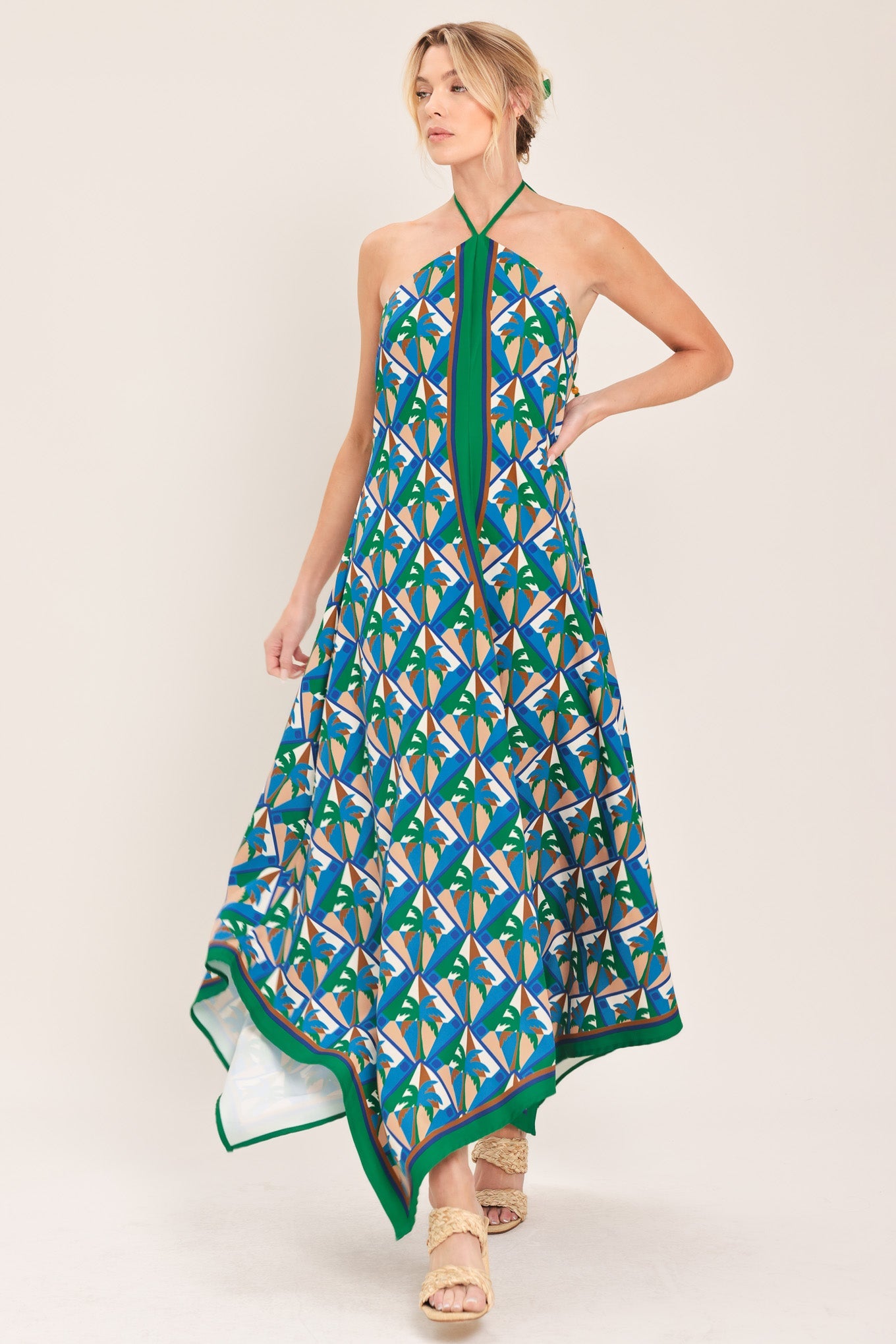Tropical Midi Dress Halter Top