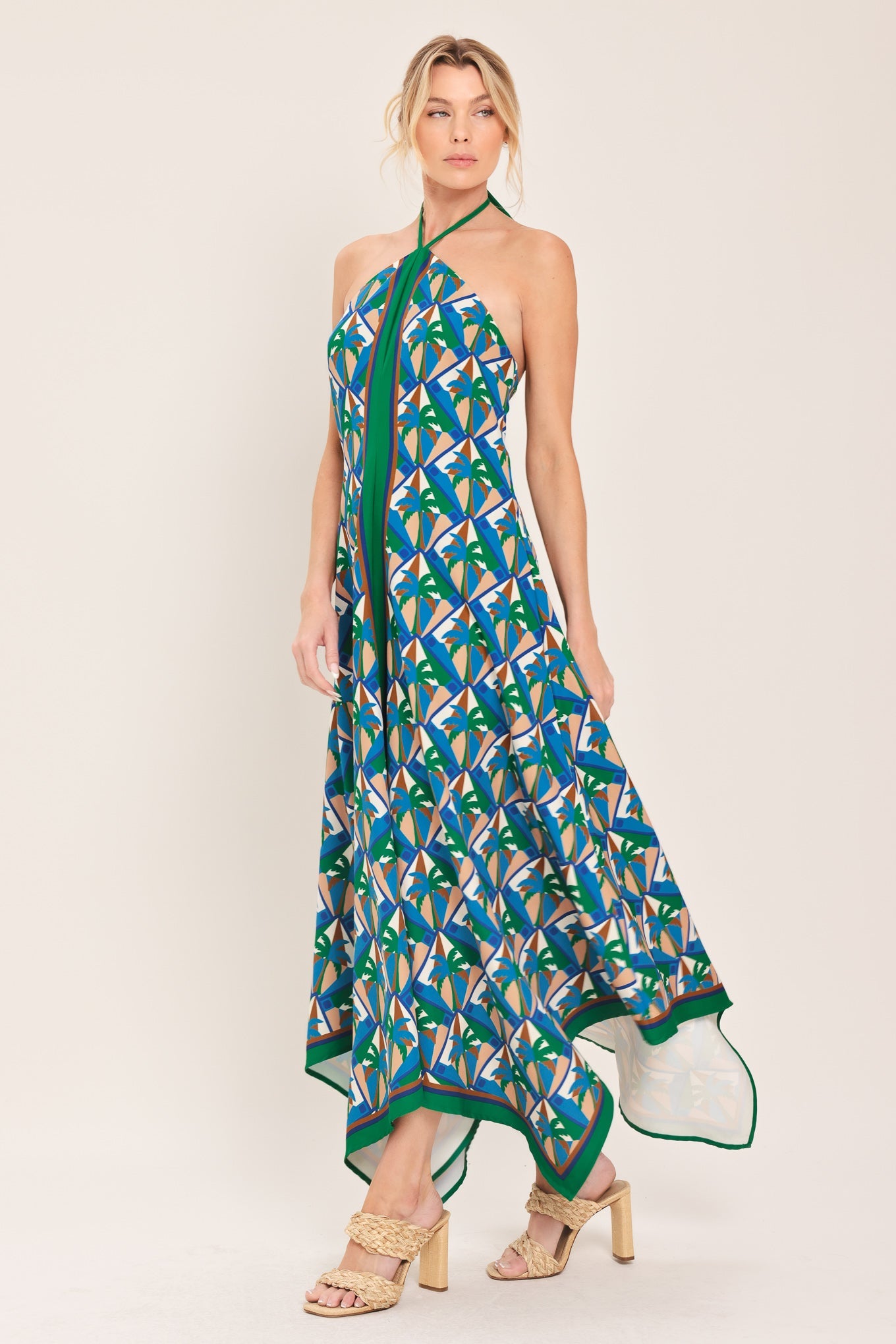 Tropical Midi Dress Halter Top