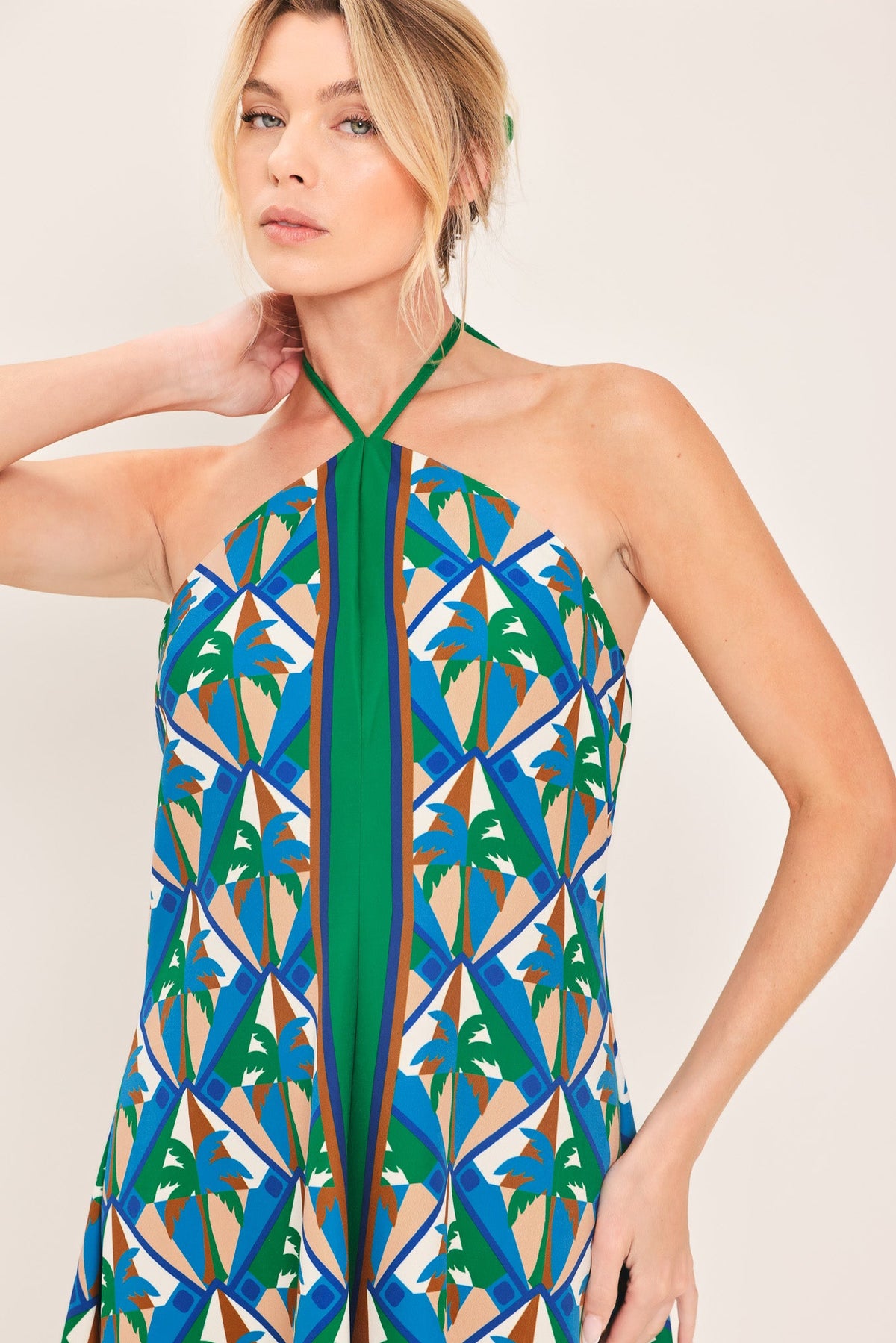 Tropical Midi Dress Halter Top