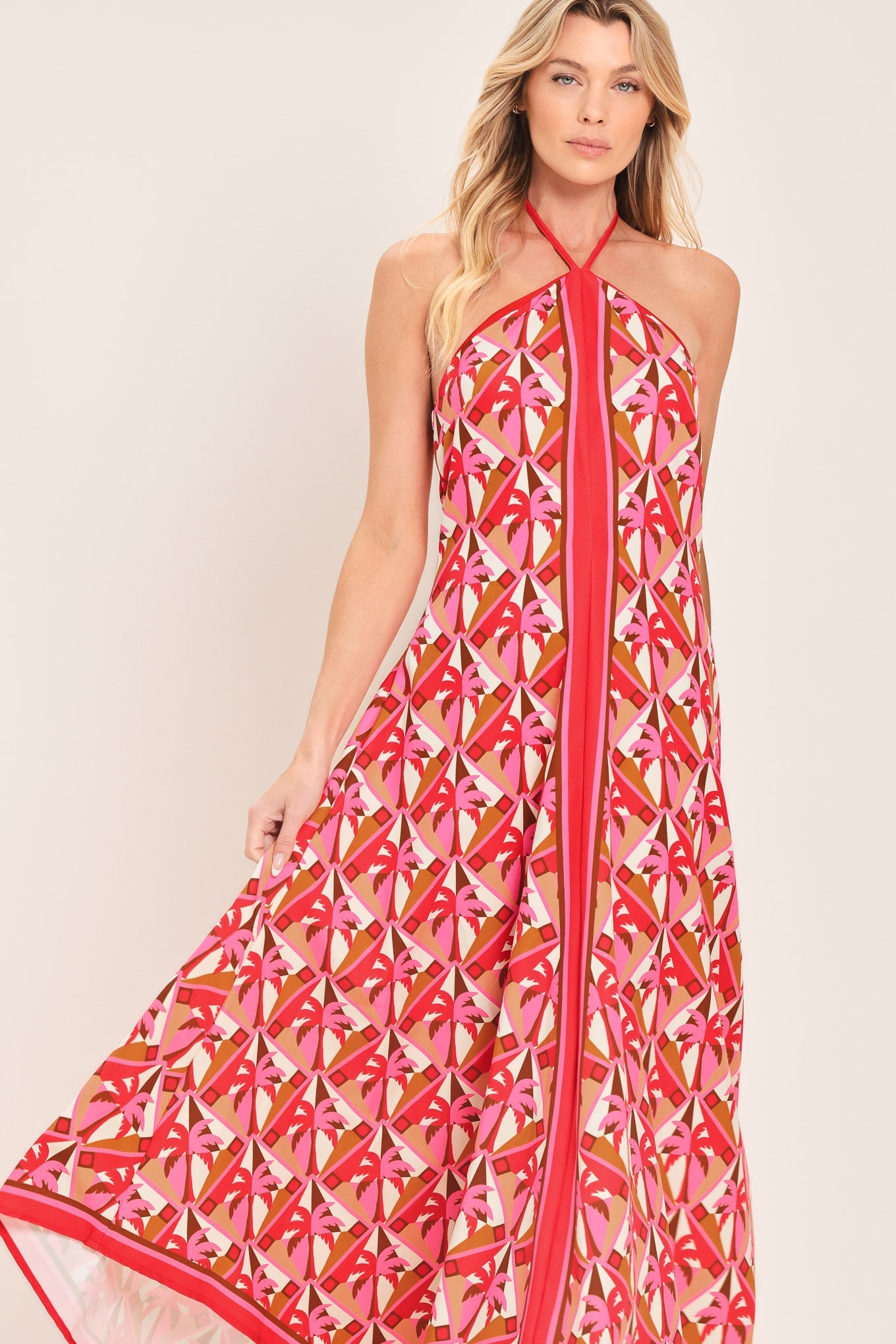 Tropical Midi Dress Halter Top