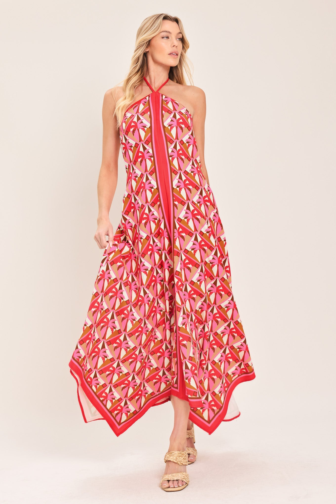 Tropical Midi Dress Halter Top