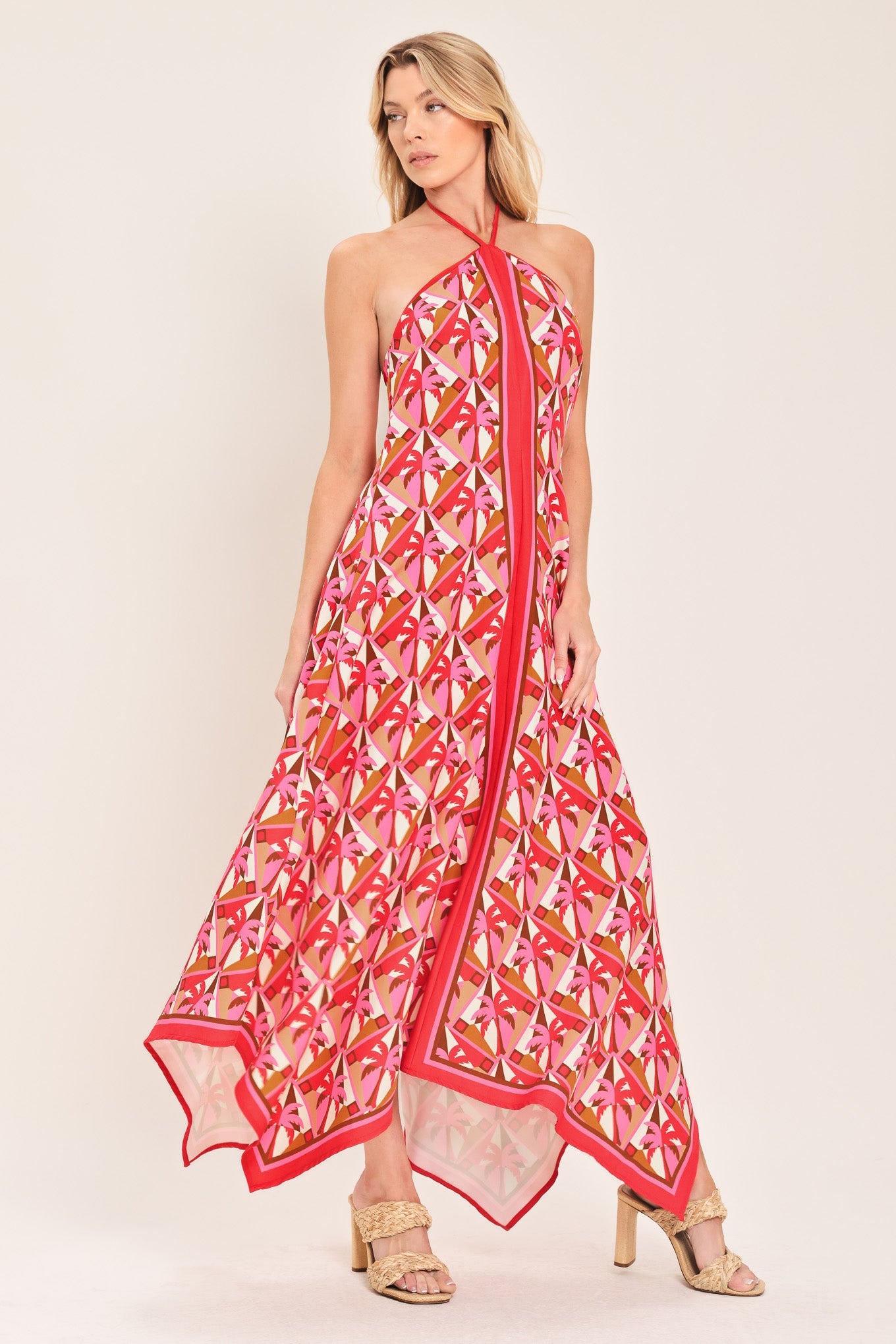 Tropical Midi Dress Halter Top