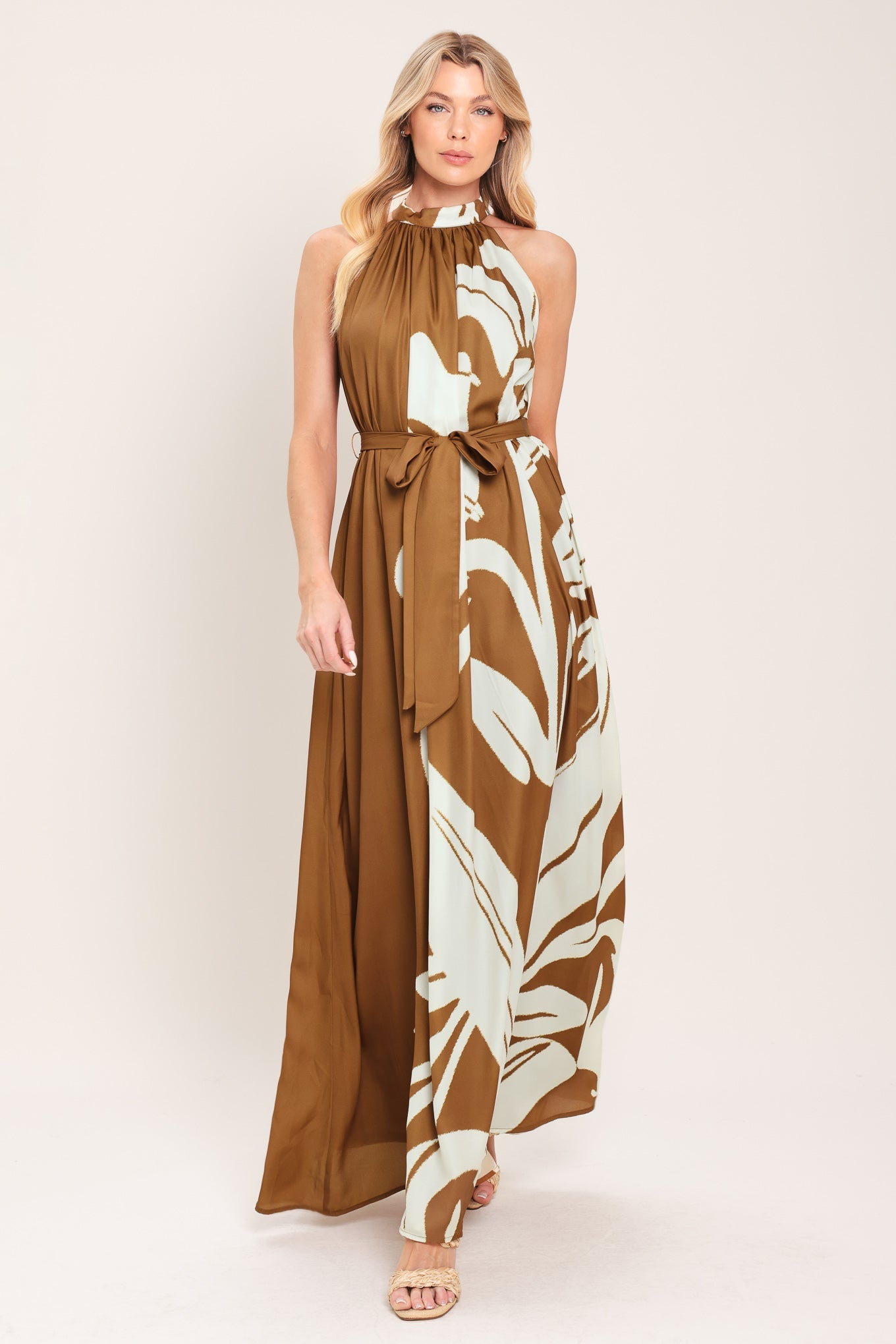 MOCHA SERENITY WOVEN RESORT MAXI DRESS