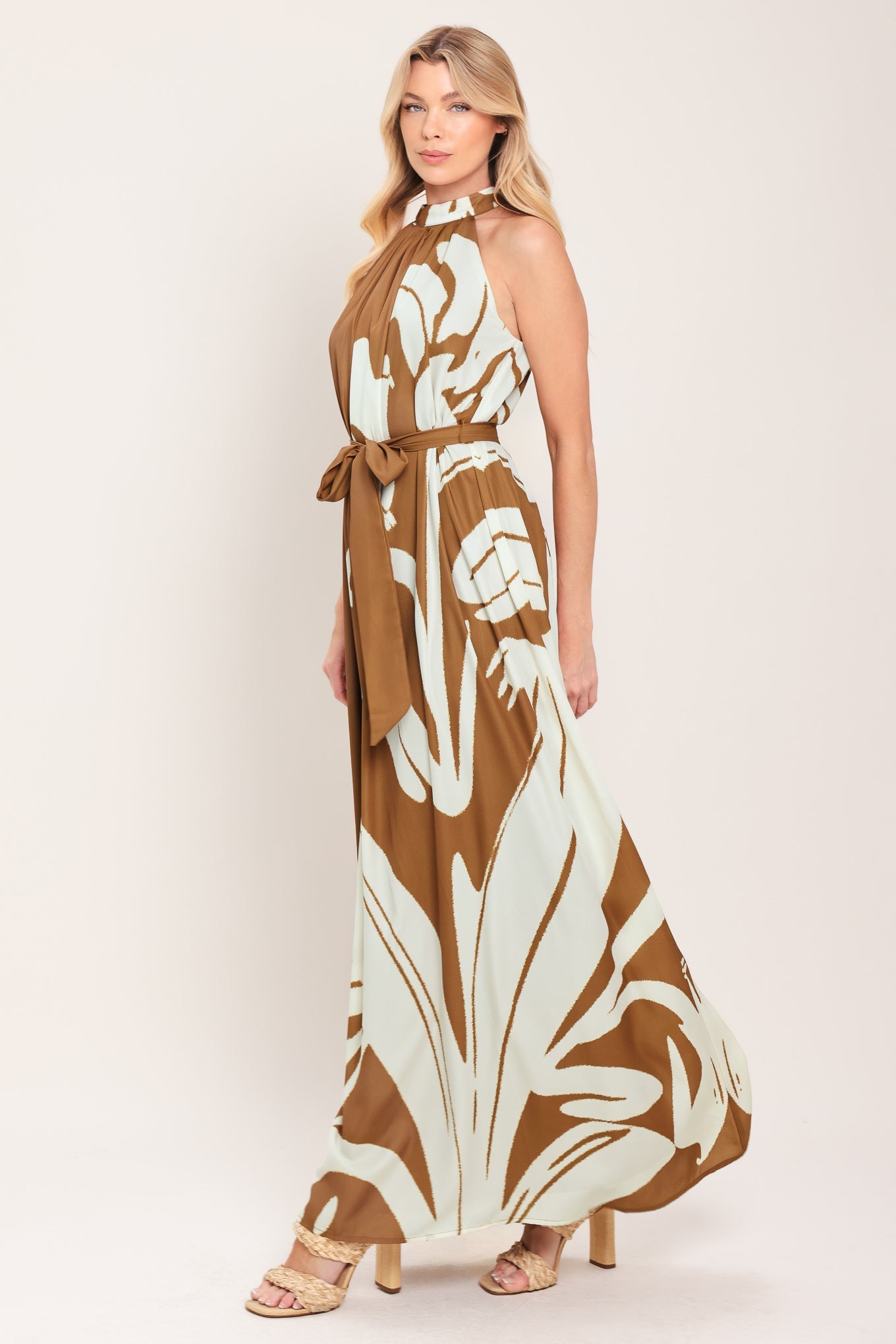 MOCHA SERENITY WOVEN RESORT MAXI DRESS