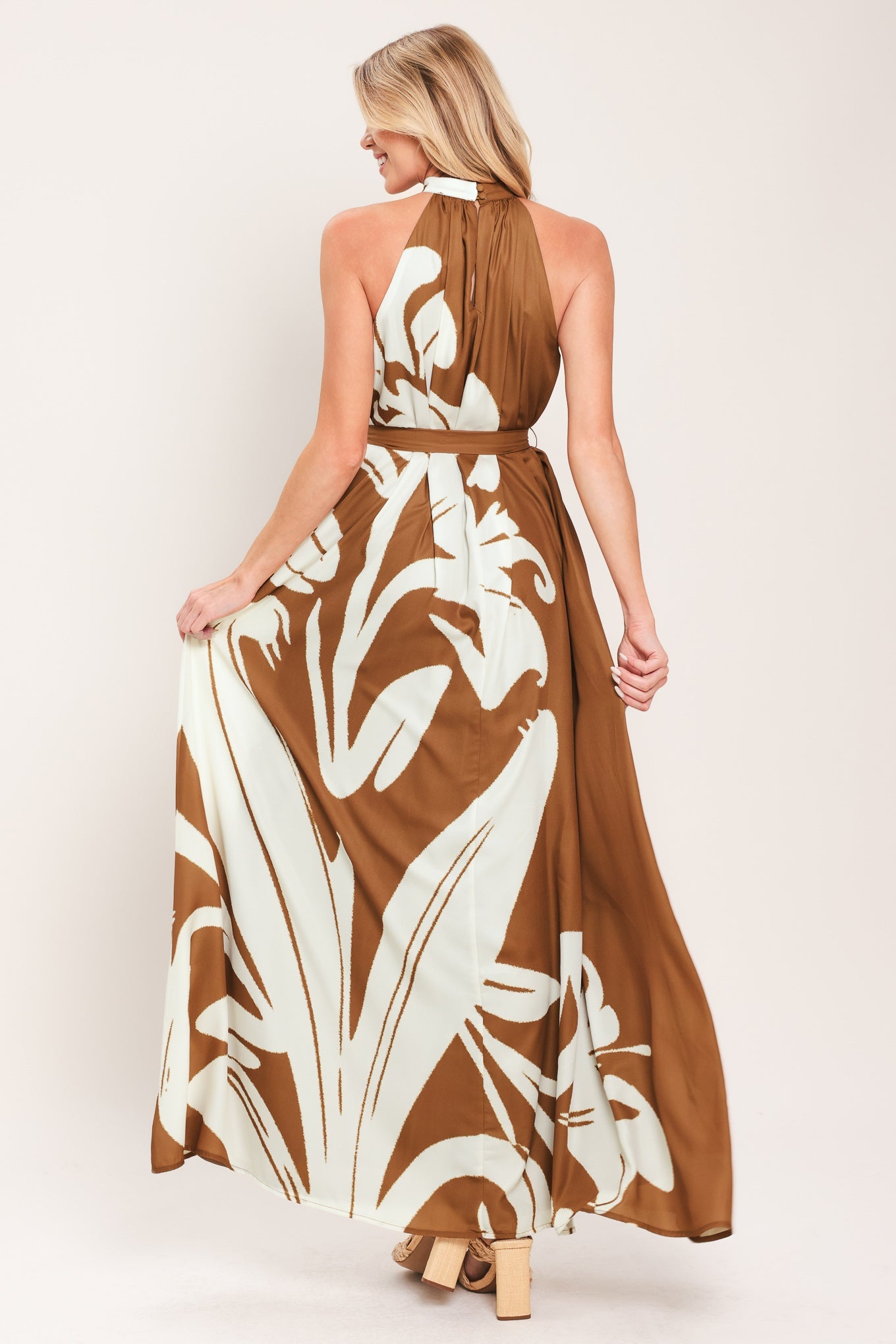 MOCHA SERENITY WOVEN RESORT MAXI DRESS