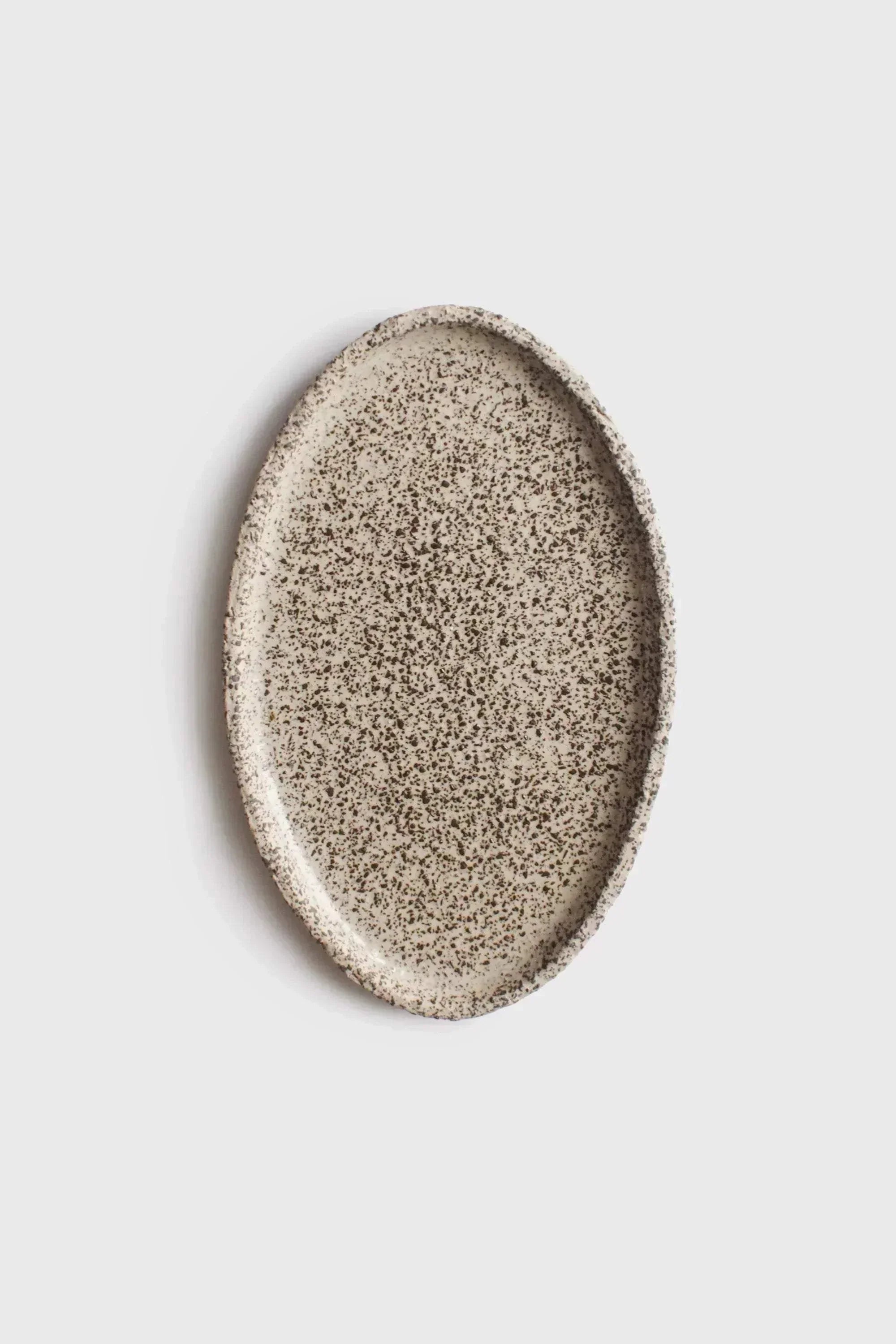 Handmade Stoneware Oval Large Serving Platter "Oats"