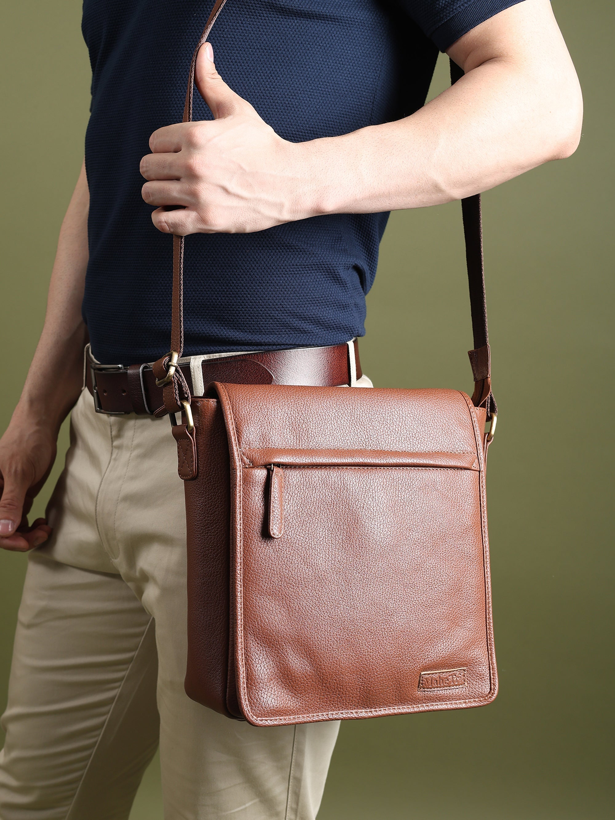 Leather Crossbody Bag for Travel Work - Artisan Handcrafted