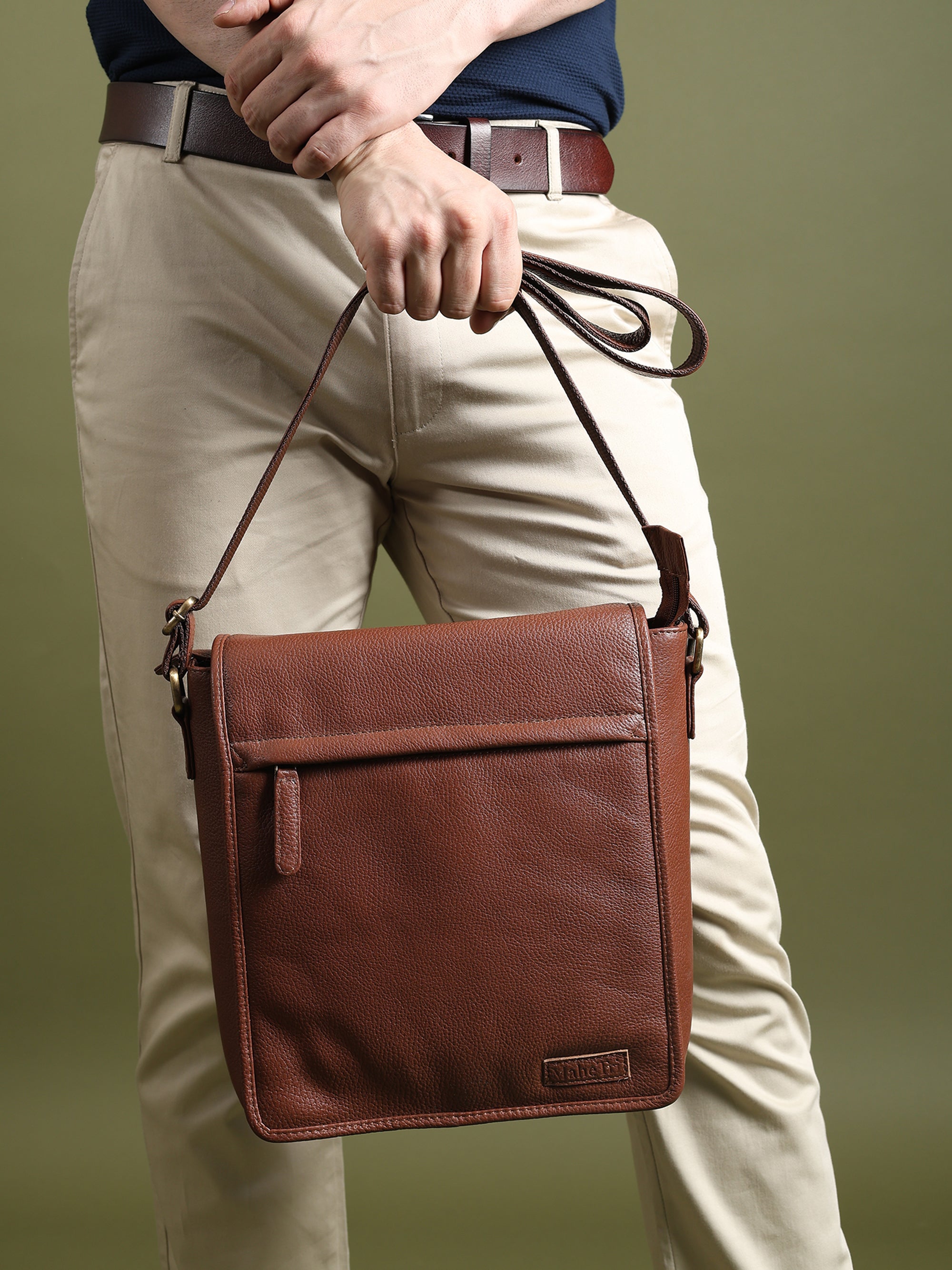 Leather Crossbody Bag for Travel Work - Artisan Handcrafted