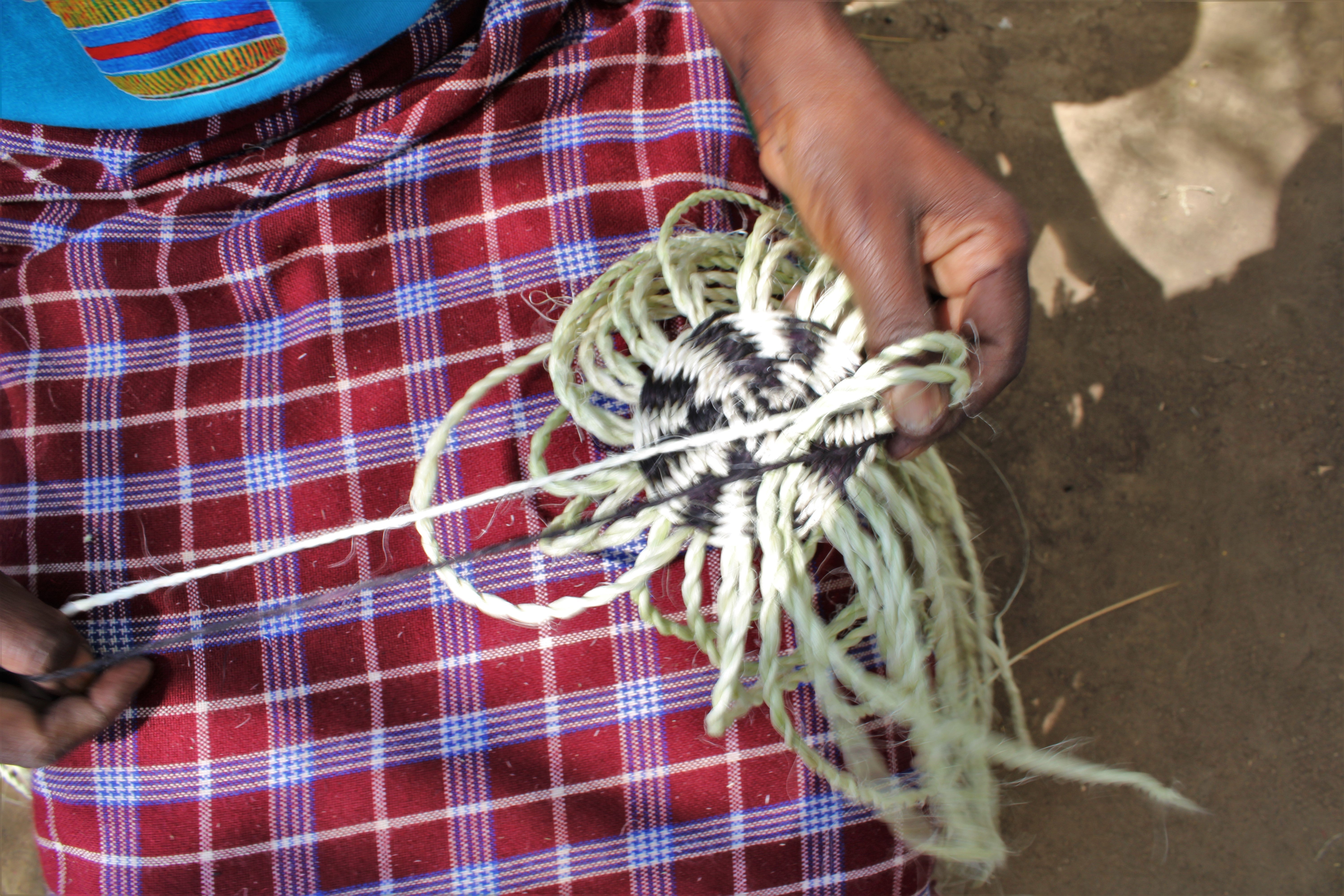 Kenyan Artisan Balance Stripes Handwoven Beach Straw Tote Basket