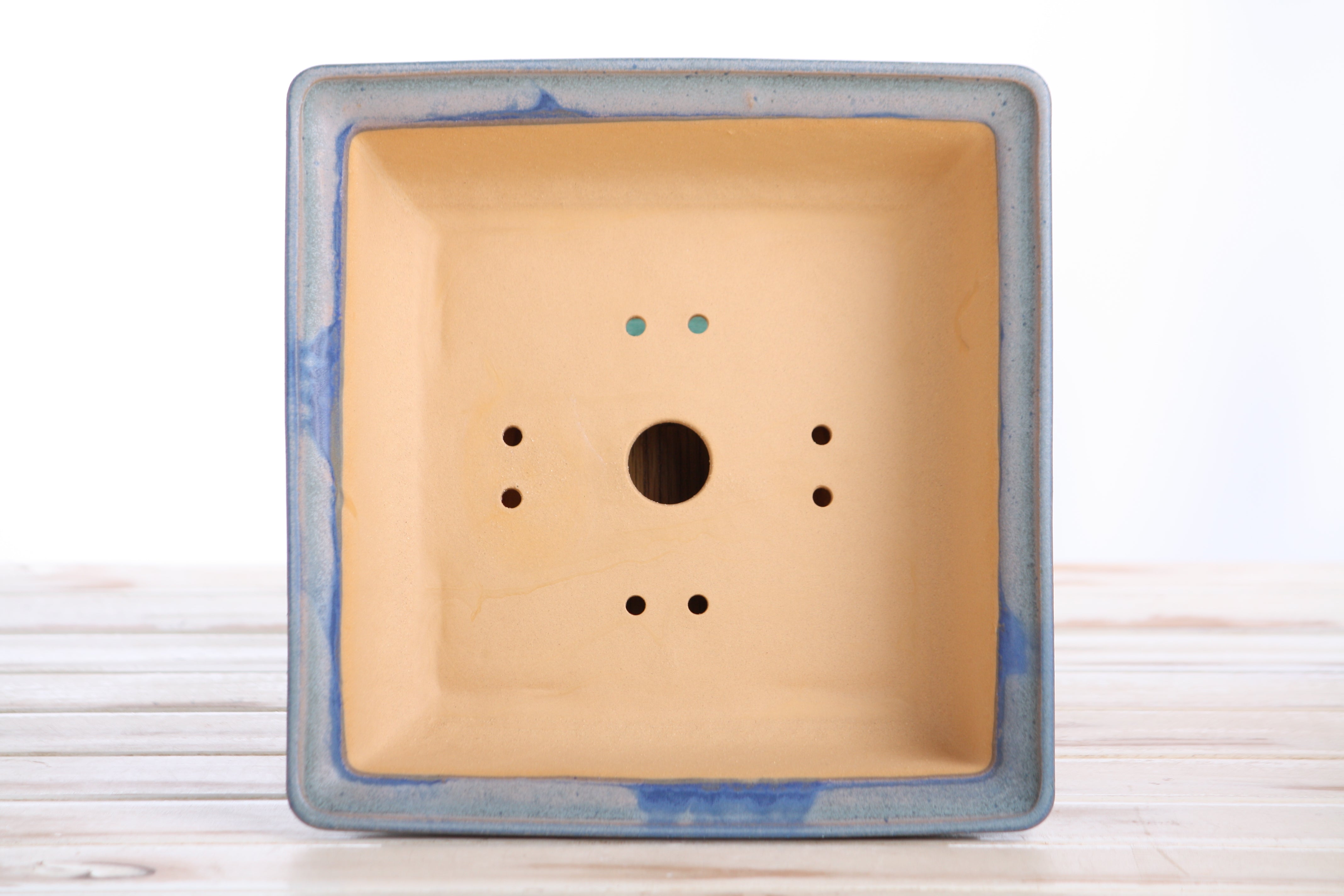 Willow Bonsai Ceramics Square Bonsai Pot 8 Inch – Low‑Profile Square Ceramic Bonsai & Succulent Planter with Accentuated Rim, High‑Fired Frost‑Proof Stoneware, Handmade in USA (Ocean)