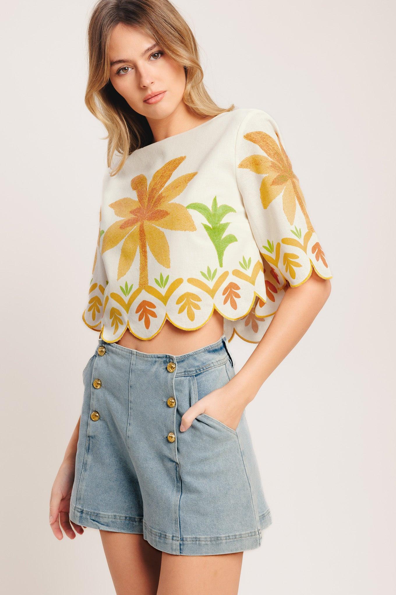 Island Woven Vacation Crop Top
