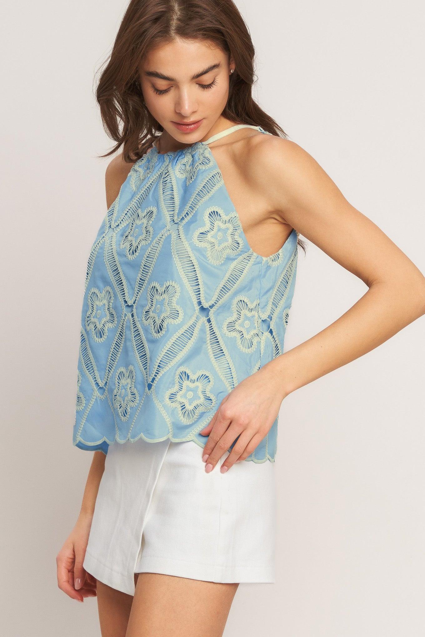 Sky Lace Halter Top
