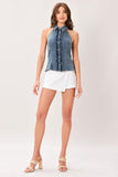 Indigo Collared Denim Top