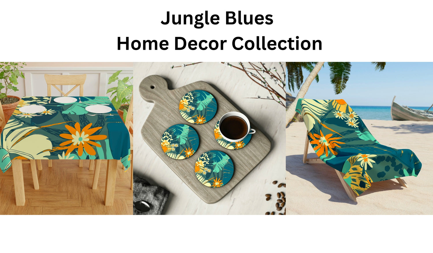 Jungle Blues Tropical Home Decor Collection