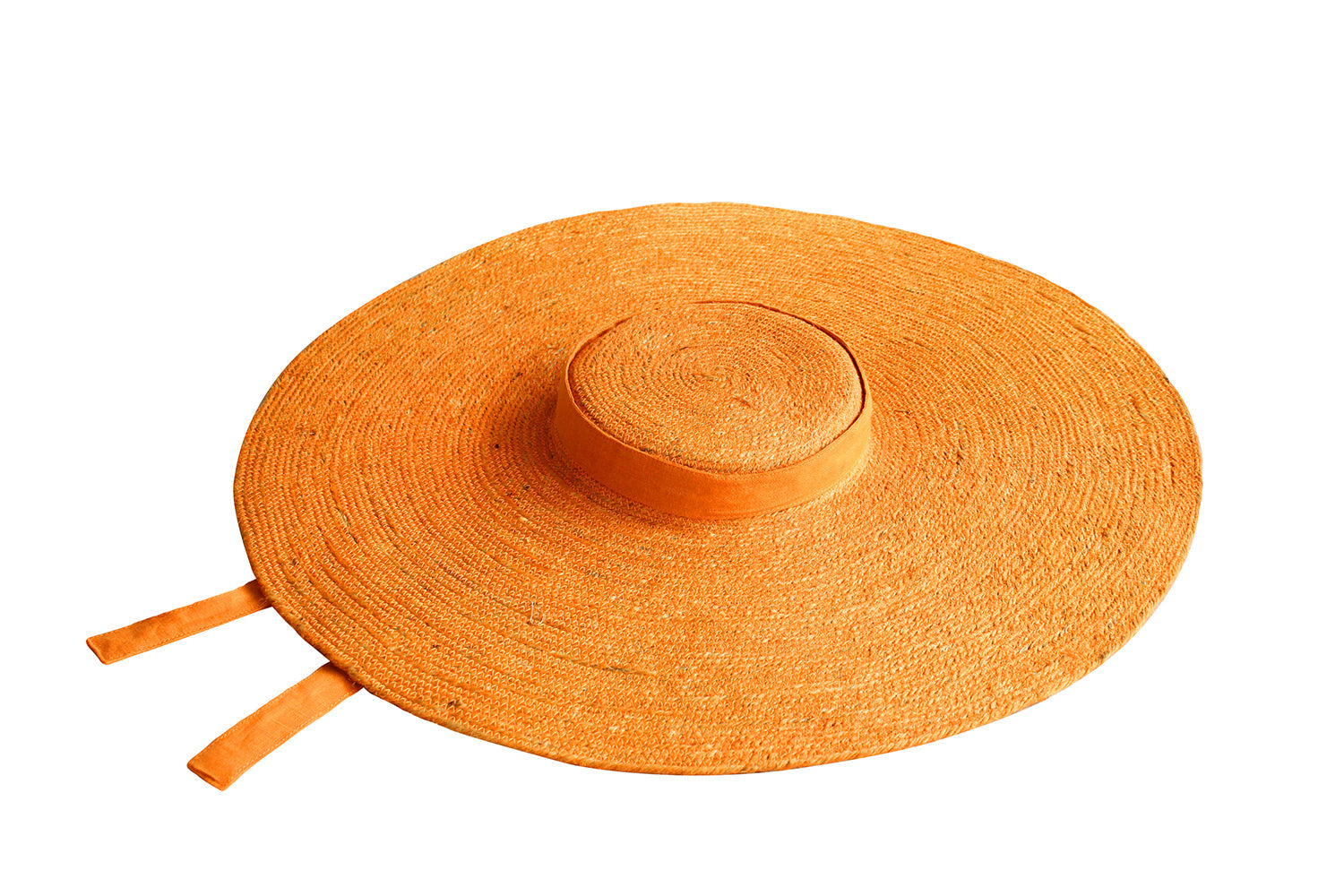LOLA Wide Brim Jute Straw Hat In Boho Orange - Bali Artisan Handcrafted