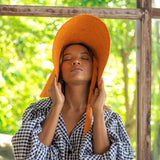 LOLA Wide Brim Jute Straw Hat In Boho Orange - Bali Artisan Handcrafted