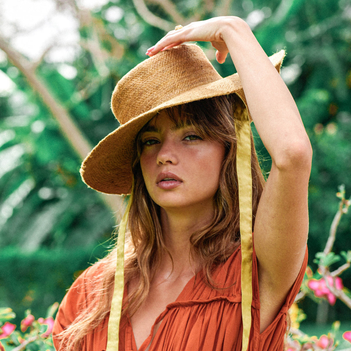 The Loli Jute Hat in Golden Brown 100% Jute Fiber