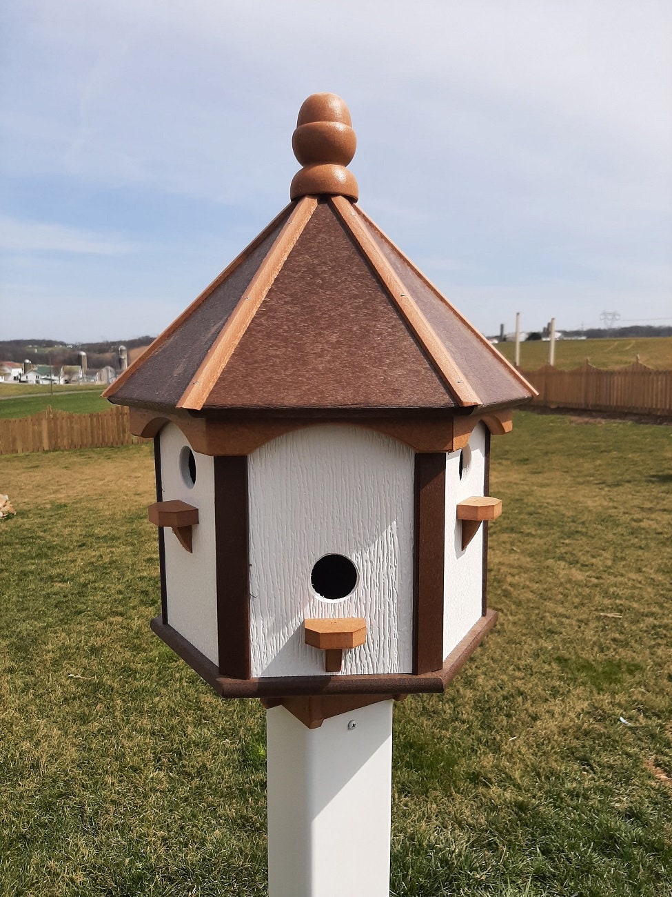 Artisan Extra Large Amish-Made Poly Birdhouse with 6 Nesting Compartments – Weatherproof Outdoor Birdhouse