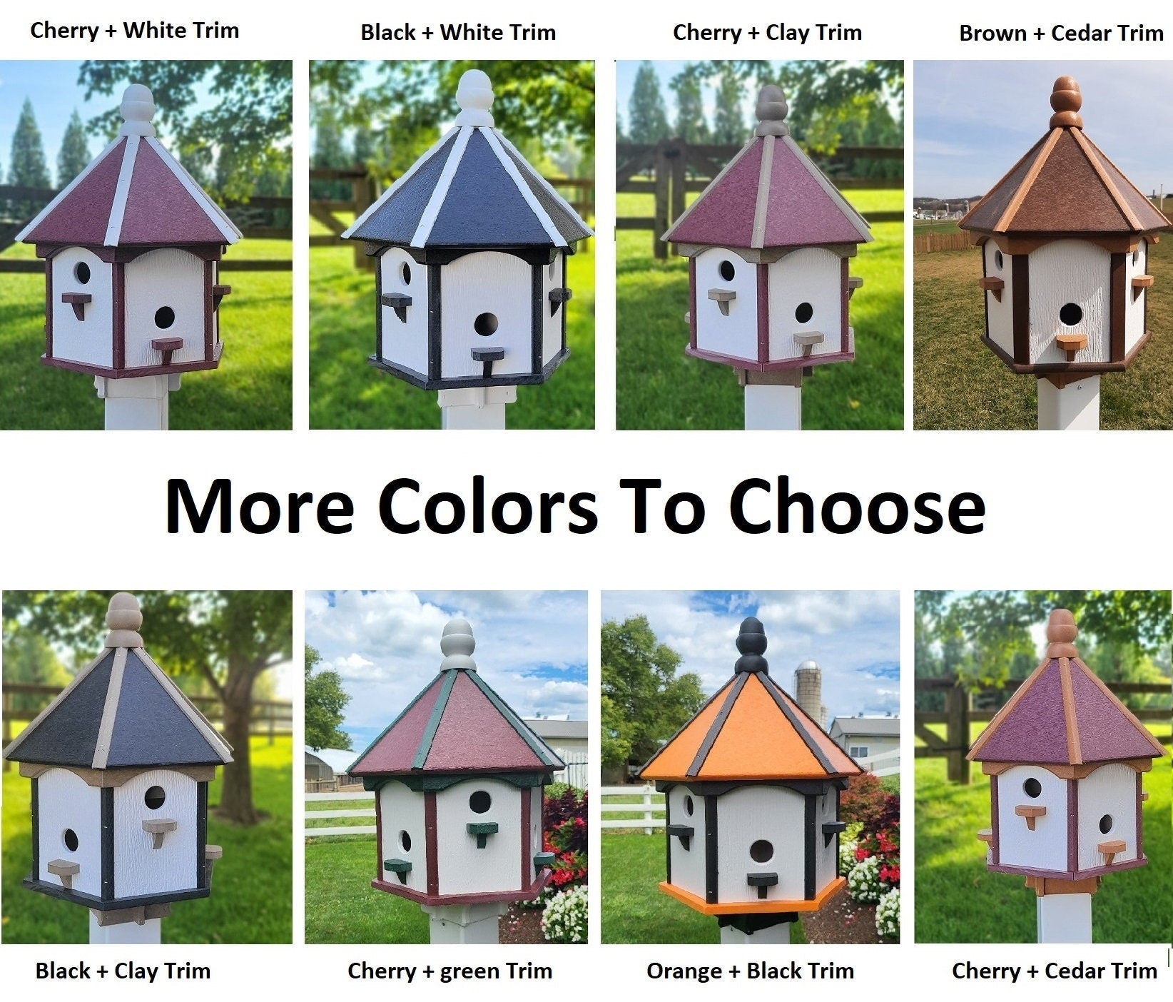 Artisan Extra Large Amish-Made Poly Birdhouse with 6 Nesting Compartments – Weatherproof Outdoor Birdhouse