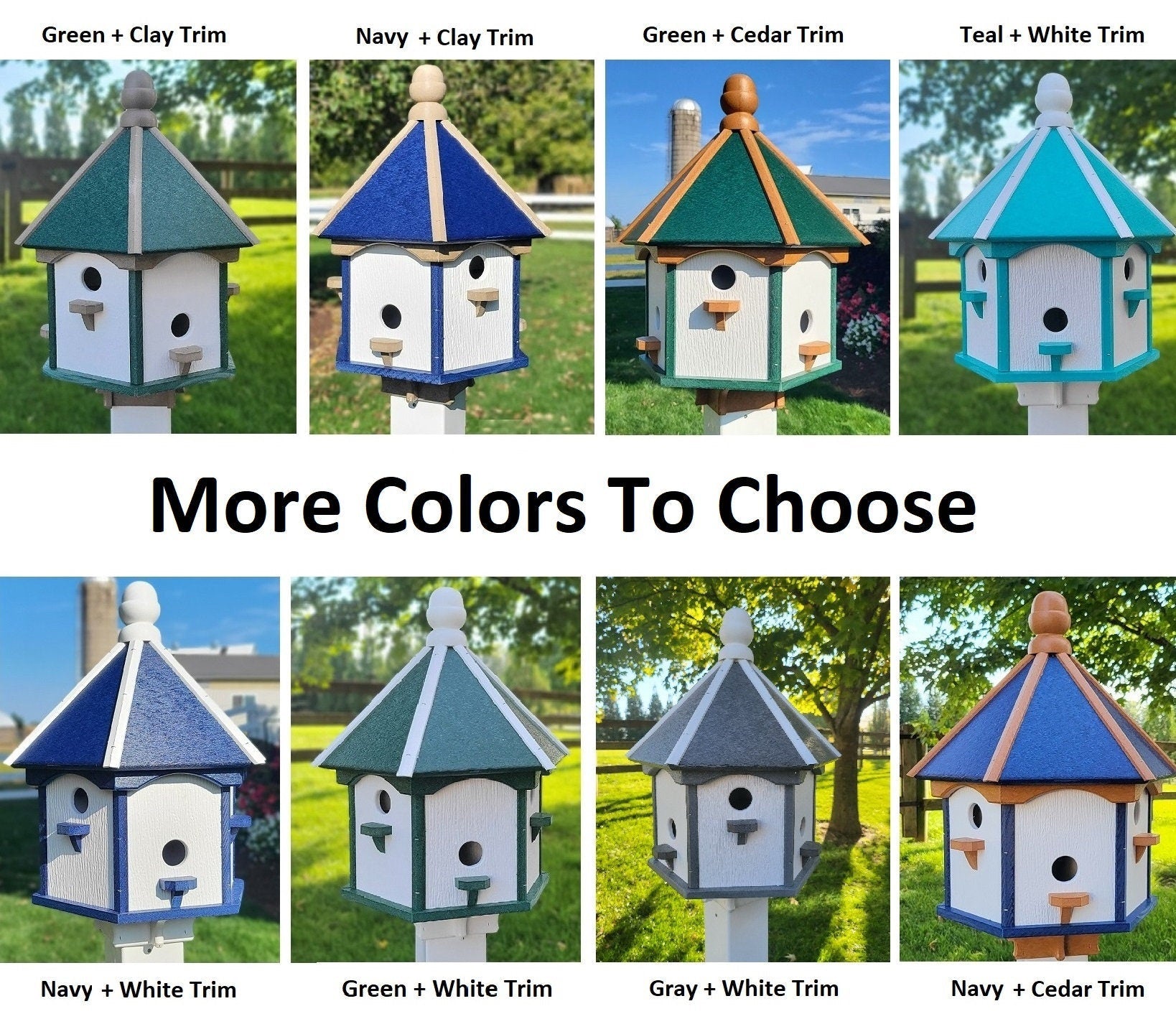 Artisan Extra Large Amish-Made Poly Birdhouse with 6 Nesting Compartments – Weatherproof Outdoor Birdhouse
