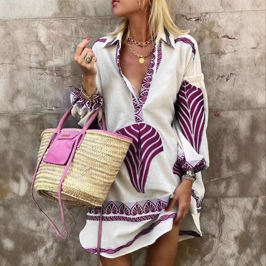 Long Sleeve V-Neck Beachy Tunic