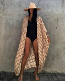 Cotton Leaf Print Beach Cover-Up