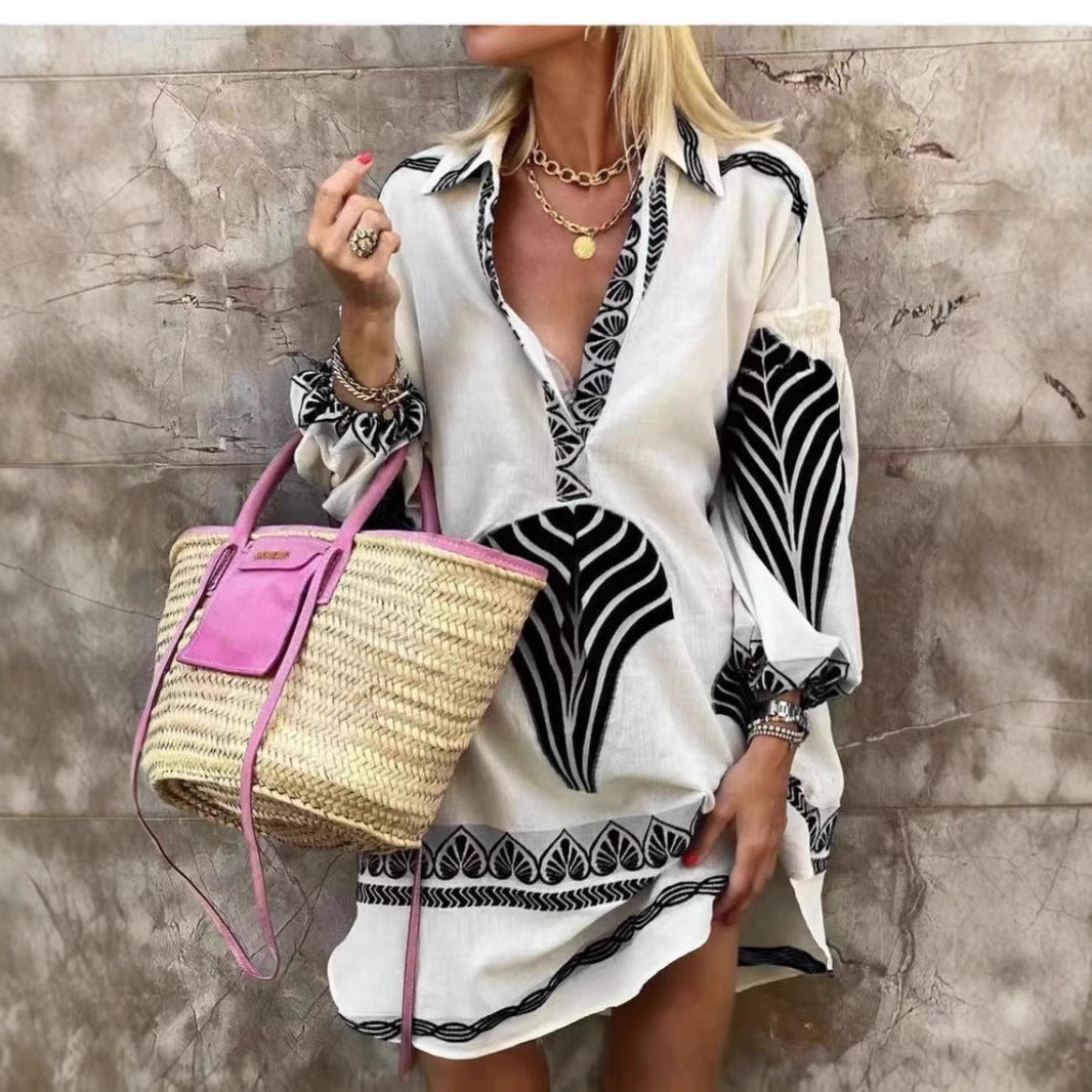 Long Sleeve V-Neck Beachy Tunic