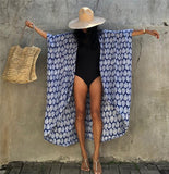 Cotton Leaf Print Beach Cover-Up