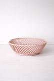 Ceramic Round Hand-Woven Basket – White, Beige & Pink Glazed Porcelain
