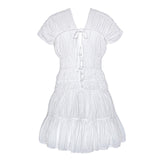 The Srikandi Boho Mini Ruffle Dress In White - Handmade in Bali