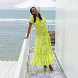 Bali Artisan The Srikandi Maxi Resort Dress In Lime Green