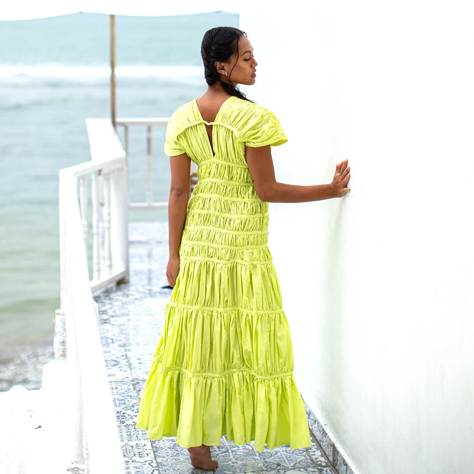 Bali Artisan The Srikandi Maxi Resort Dress In Lime Green