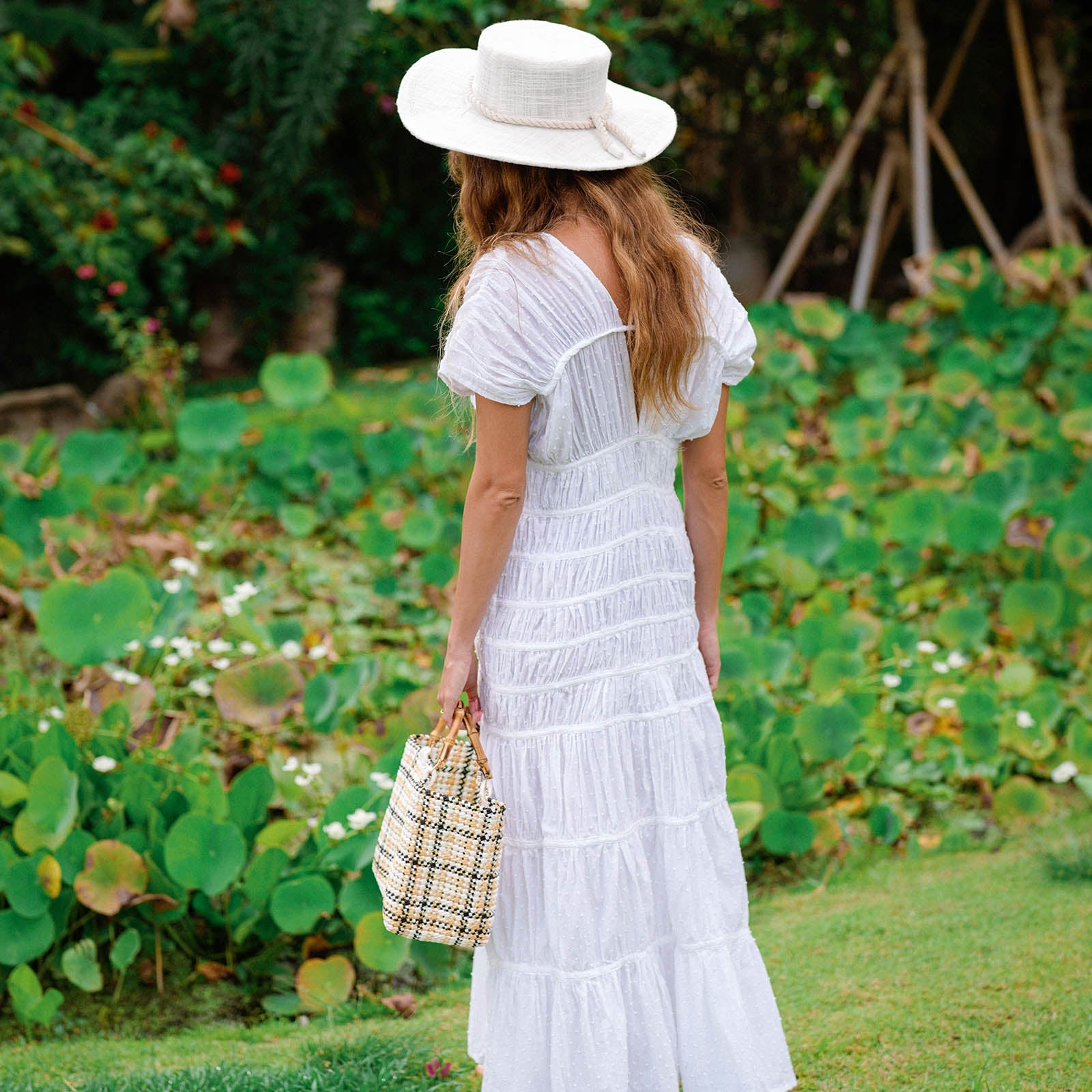 100% Cotton The Srikandi Ruffle Maxi Dress In White - Handcrafted by Bali Artisans