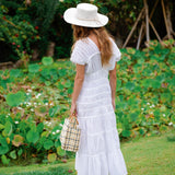 100% Cotton The Srikandi Ruffle Maxi Dress In White - Handcrafted by Bali Artisans