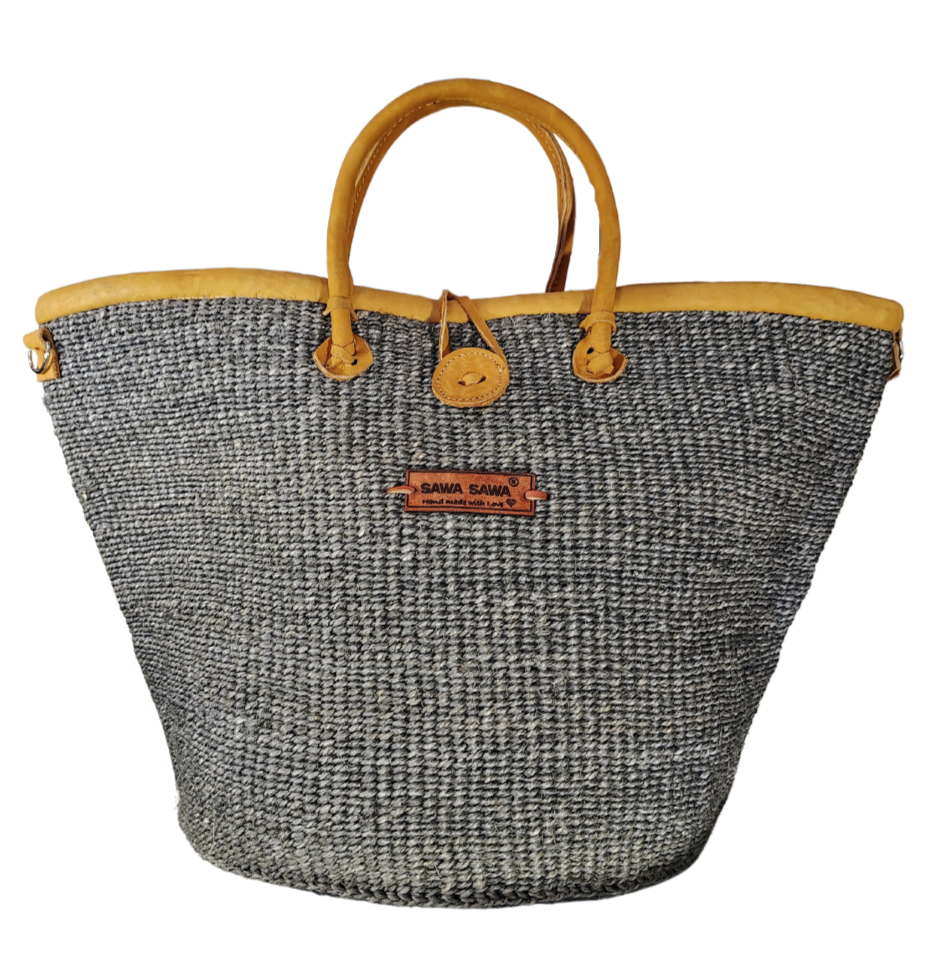 Ash Wisdom Handmade in Kenya Sisal Straw Basket Tote Bag