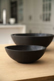 Hand Carved Charred Wooden Salad Bowl Set