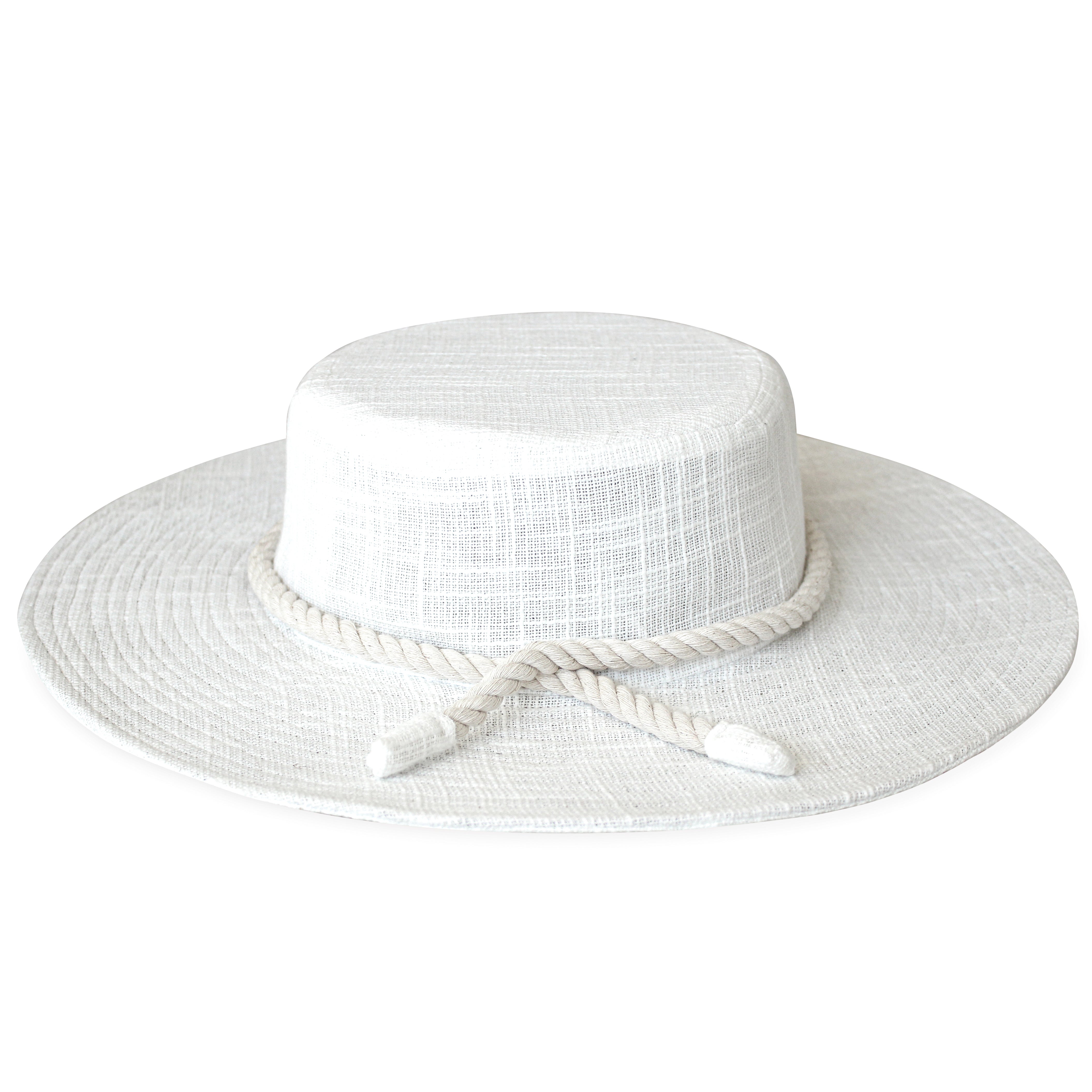 The Loretta Linen Jute Hat In Off White - Artisan-made in Bali