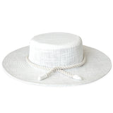 The Loretta Linen Jute Hat In Off White - Artisan-made in Bali