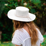The Loretta Linen Jute Hat In Off White - Artisan-made in Bali