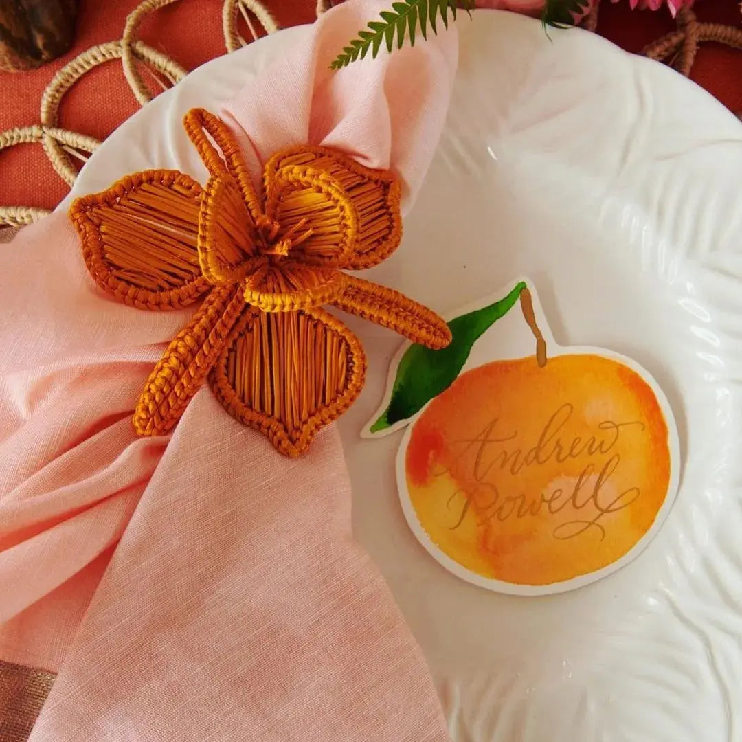Artisan Orchid Handwoven Iraca Napkin Ring