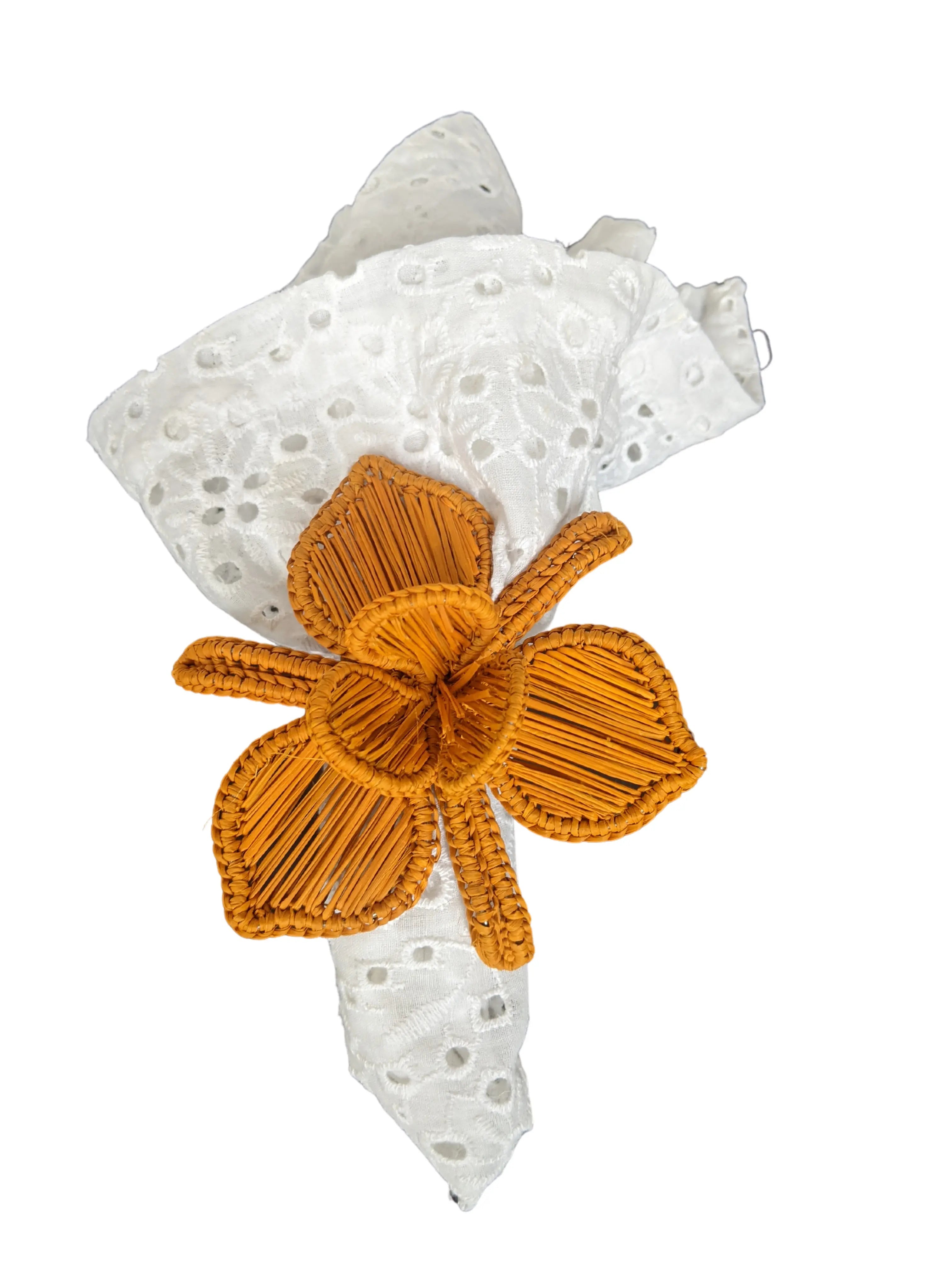 Artisan Orchid Handwoven Iraca Napkin Ring